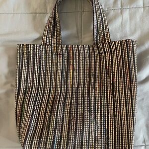 Striped Multicolor Tote Bag - Upcycled Newspaper